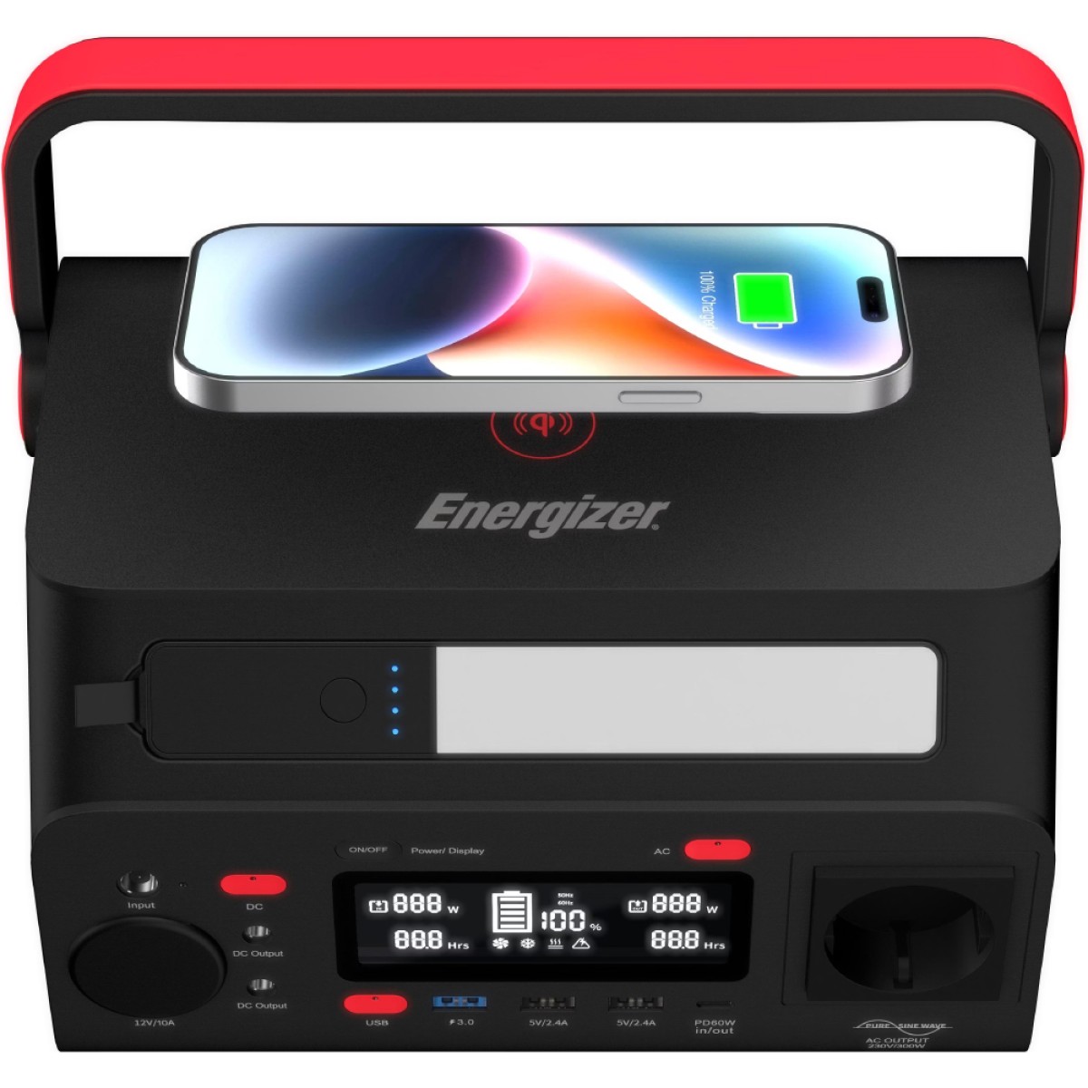 Powerstation Energizer PPS300W2 300W με 2xAC 2xDC Θύρες 1xUSB-C 3xUSB-A PD60W QC Fast Charger Wireless Charger 10W και Φακό Έκτακτης Ανάγκης 4W