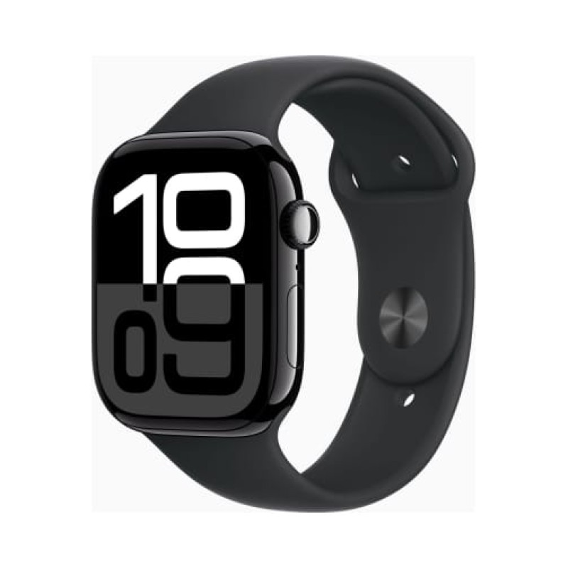 Apple Watch (Series 10 2024) Gps 46mm Aluminium Jet Black Case με Sport Band S/L Black EU