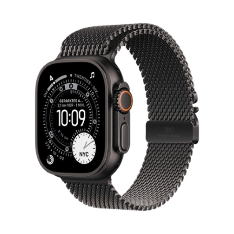 Apple Watch Ultra 3 (Series 11 2025) Gps +Cellular 49mm Black Titanium Case με Black Titanium Milanese Loop M Black EU