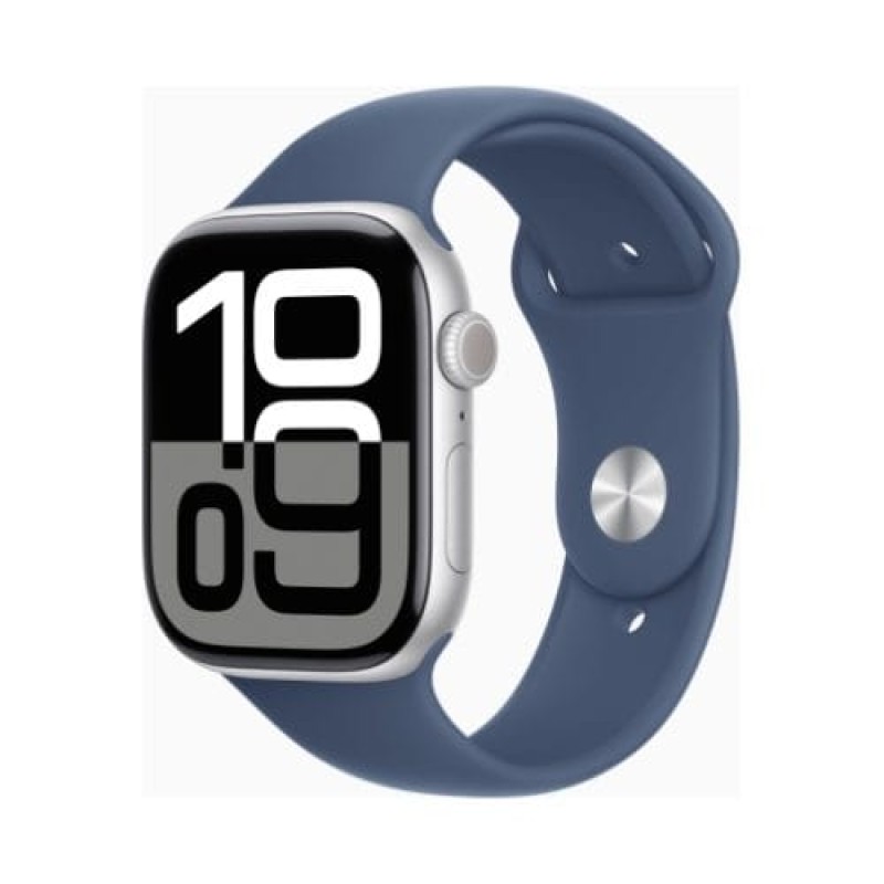 Apple Watch (Series 10 2024) Gps Gps 46mm Aluminium Silver Case με Sport Band S/M Denim EU