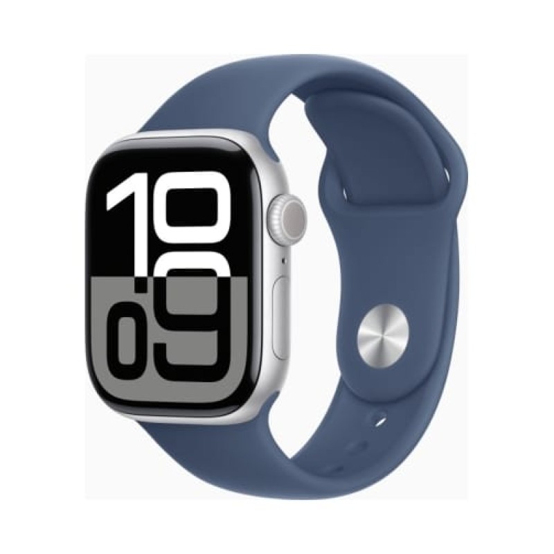 Apple Watch (Series 10 2024) Gps 42mm Silver Aluminium Case με Denim M/L Sport Band EU