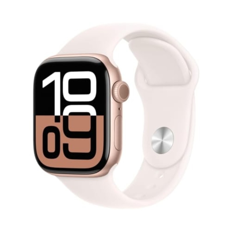 Apple Watch (Series 10 2024) Gps 46mm Rose Gold Aluminium Case με Light Blush M/L Sport Band EU
