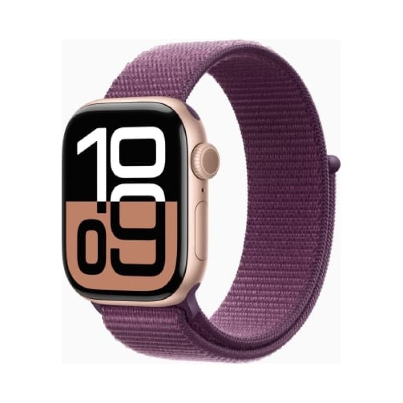 Apple Watch (Series 10 2024) Gps 46mm Rose Gold Aluminium Case με Plum Sport Loop EU