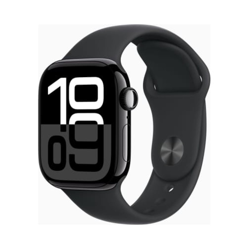 Apple Watch (Series 10 2024) Gps 46mm Jet Black Aluminium Case με Black M/L Sport Band EU