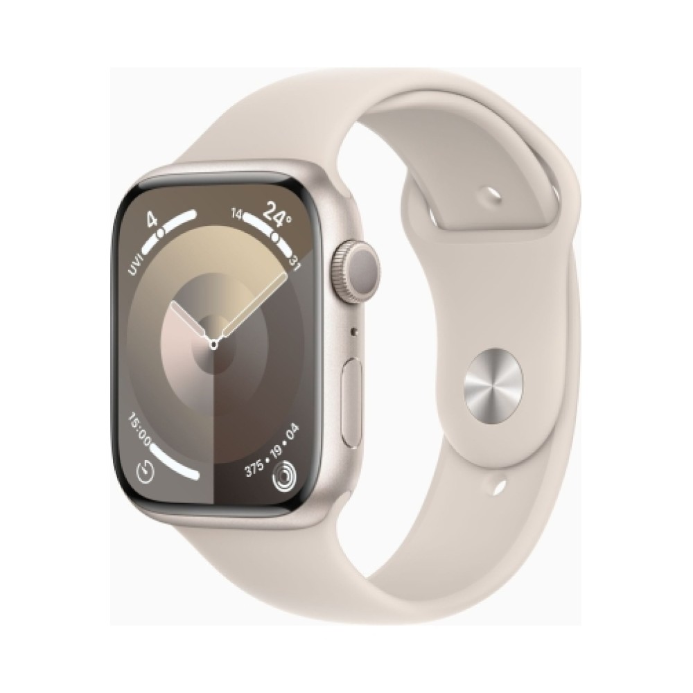 Apple Watch (Series 9 2023) Gps 45mm Starlight Aluminium Case με Sport Band M/L Starlight EU