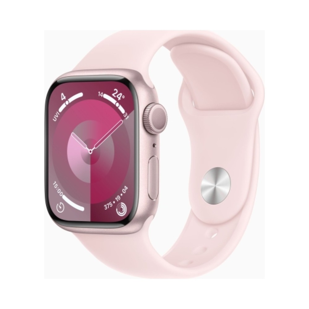 Apple Watch (Series 9 2023) Gps 41mm Pink Aluminium Case με Sport Band S/M Light Pink EU