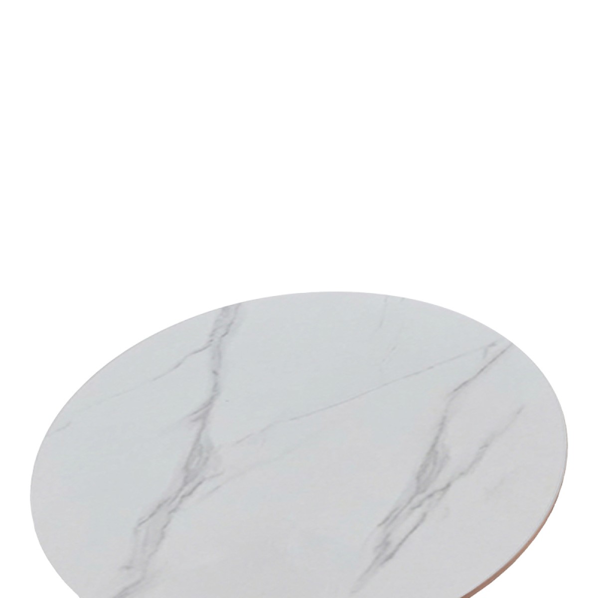 Tραπέζι Balou pakoworld sintered stone σε λευκή απόχρωση με όψη μαρμάρου-βάση λευκό μέταλλο Φ120x73εκ
