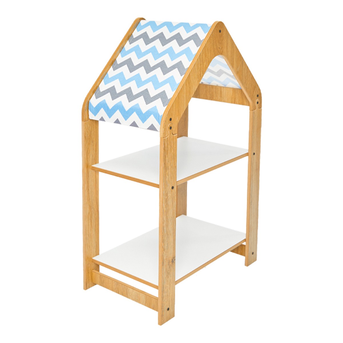 Ραφιέρα τ. Montessori Zoilen pakoworld φυσικό-λευκό-μπλε mdf 50x30x80εκ