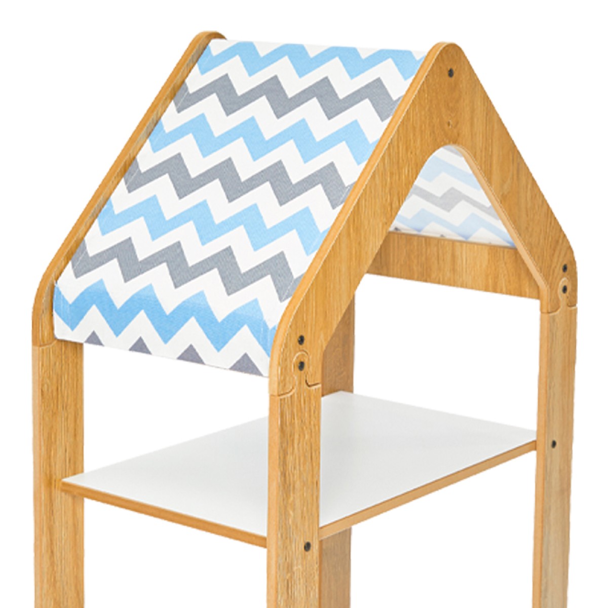 Ραφιέρα τ. Montessori Zoilen pakoworld φυσικό-λευκό-μπλε mdf 50x30x80εκ