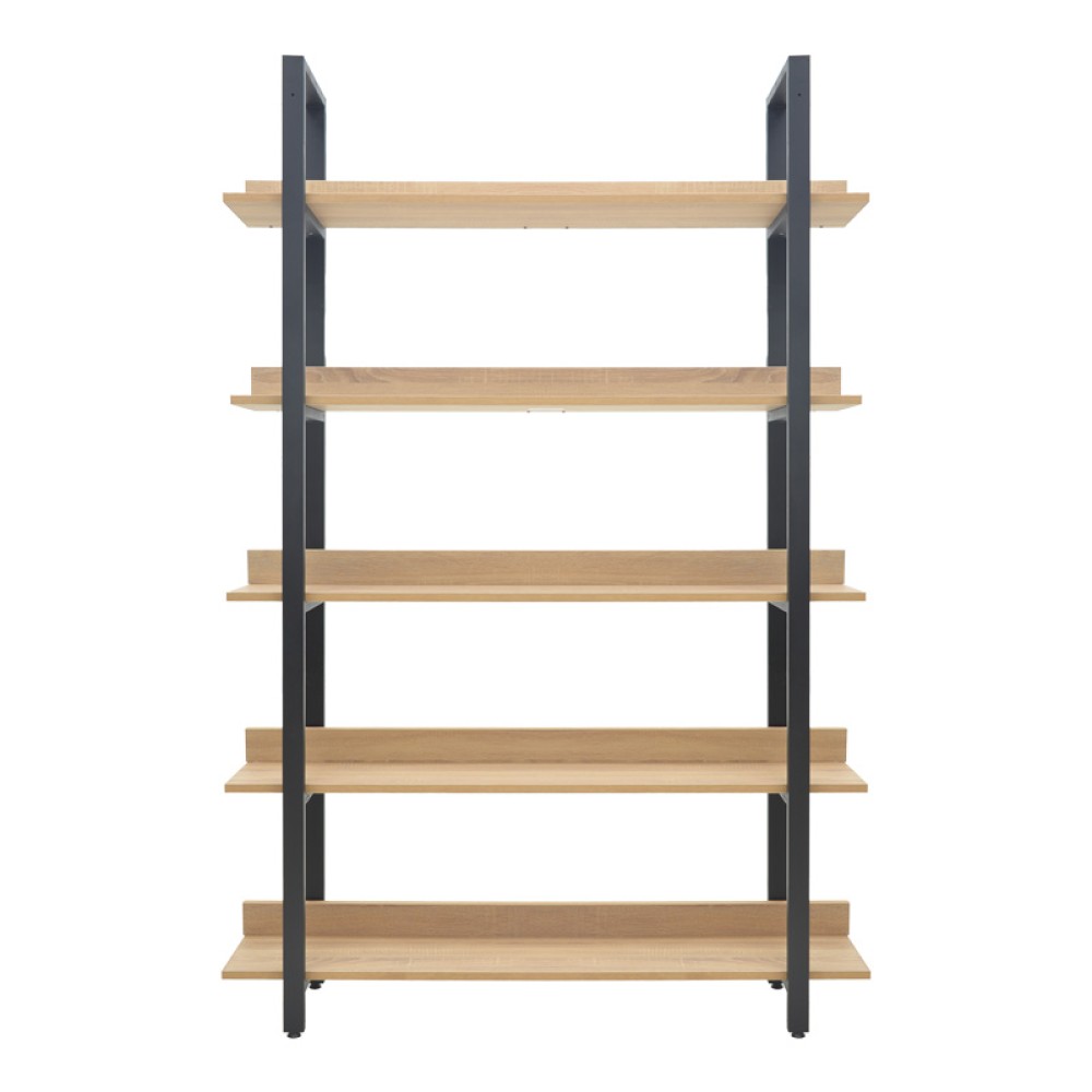 Βιβλιοθήκη Almond pakoworld σε oak-μαύρη απόχρωση 120x29x185εκ
