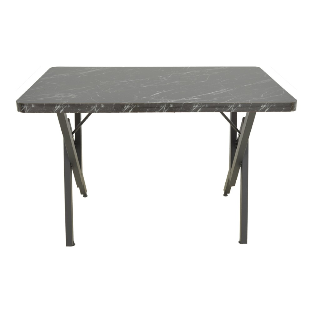 Τραπέζι Vertex pakoworld μαυρο εφέ μαρμάρου με μαύρα μεταλλικά πόδια 110x70x72εκ