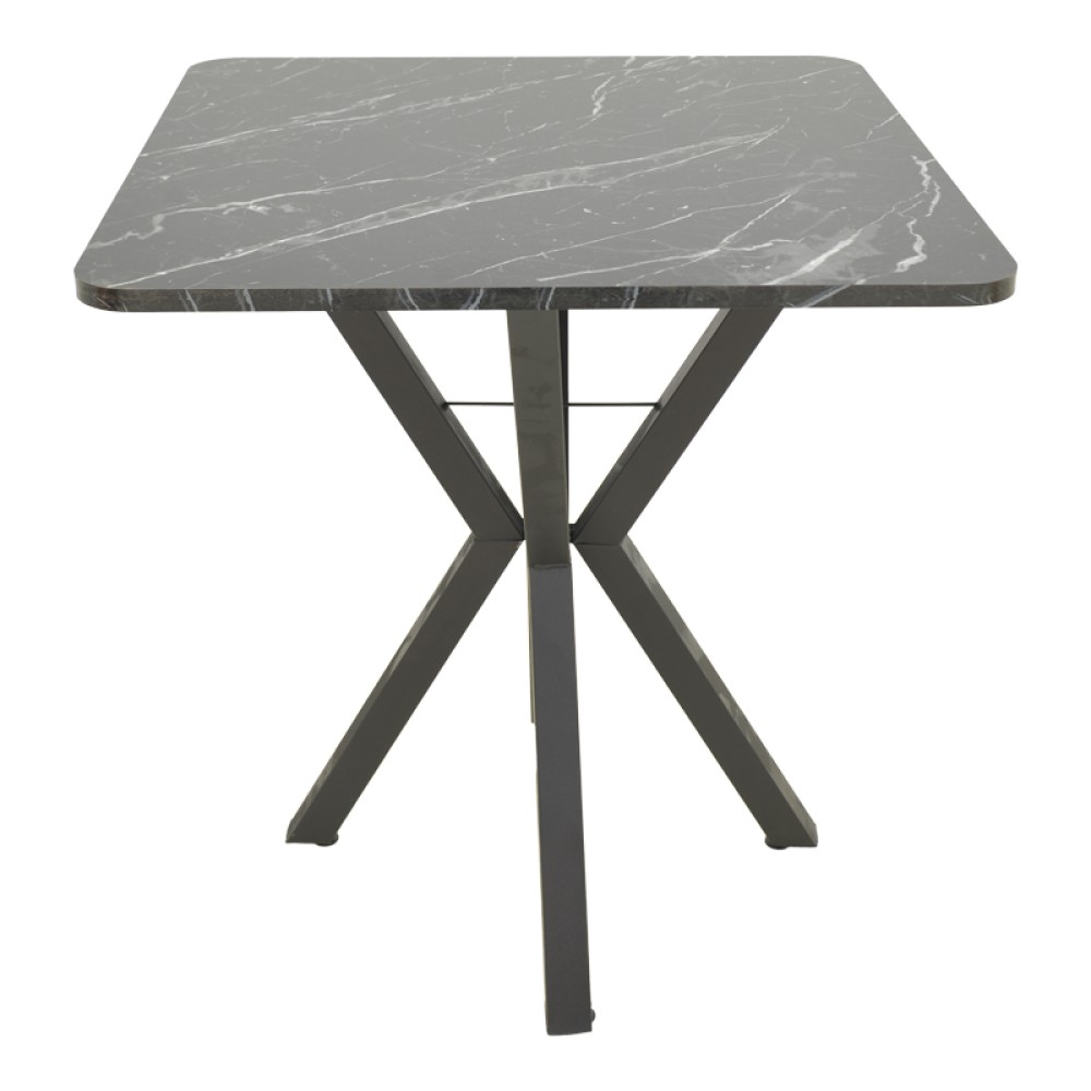 Τραπέζι Arenya pakoworld μαύρο εφε μαρμάρου- μαύρα μεταλλικά πόδια 70x70x72εκ