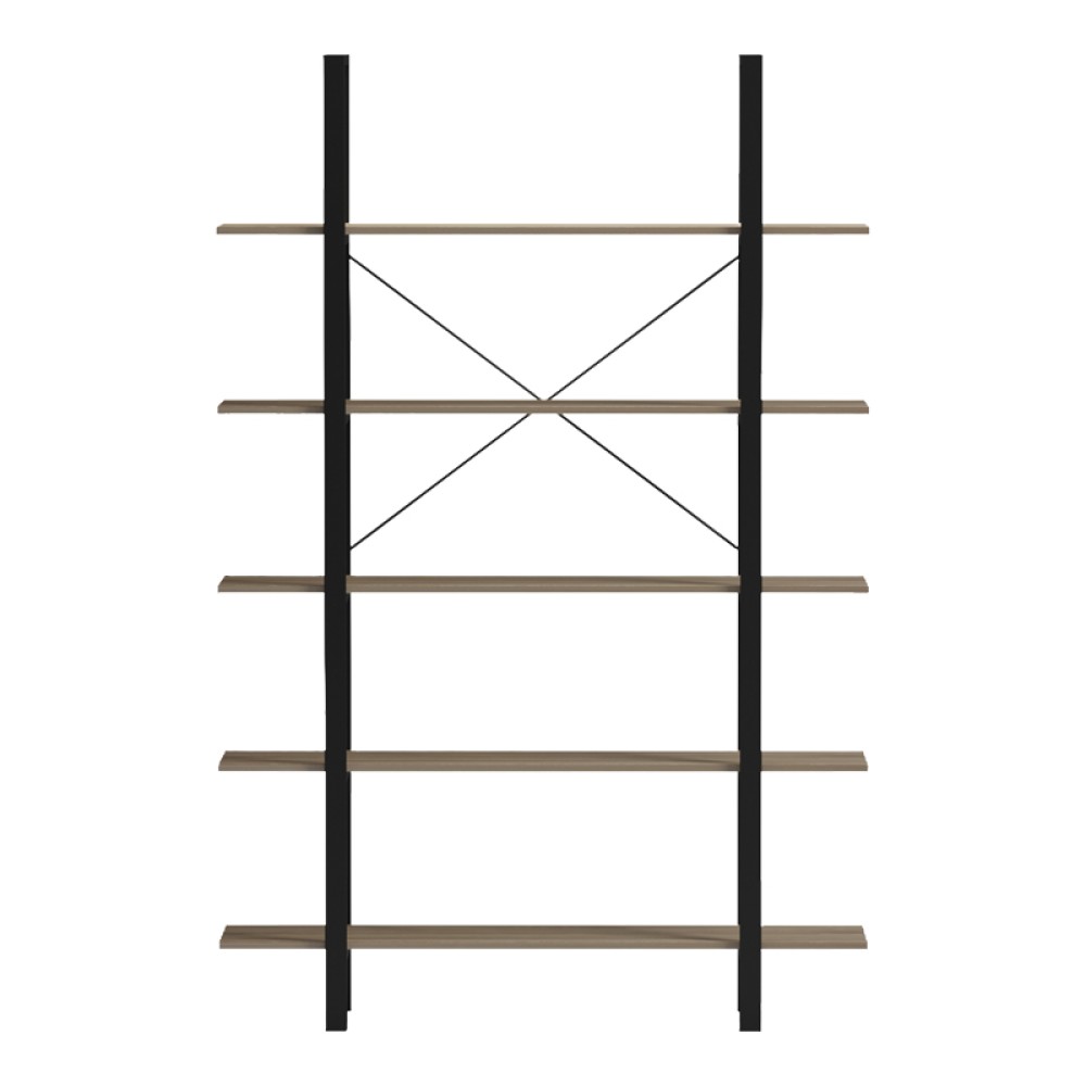 Βιβλιοθήκη-Ραφιέρα Loftie pakoworld sonoma-μαύρο μέταλλο 126x28x165εκ