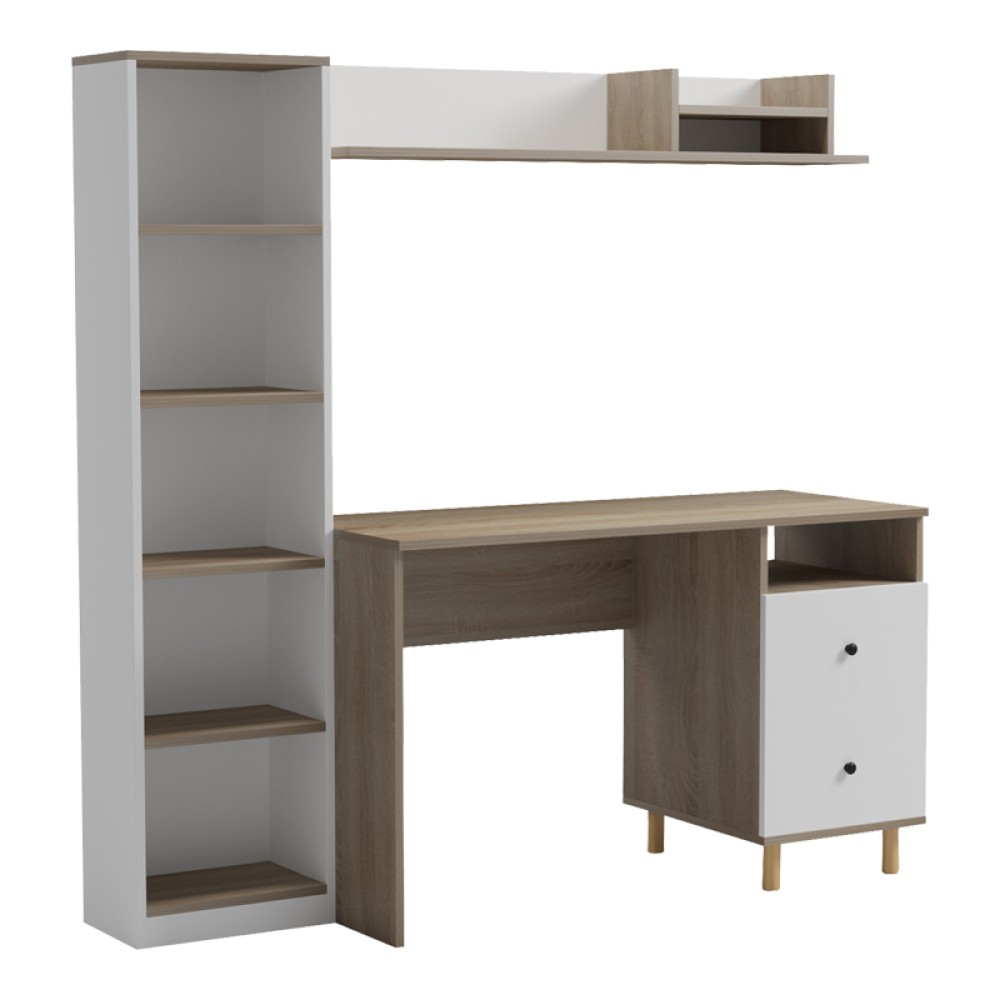Σύνθεση γραφείου Kontor pakoworld sonoma-λευκό 160x50x158,2εκ