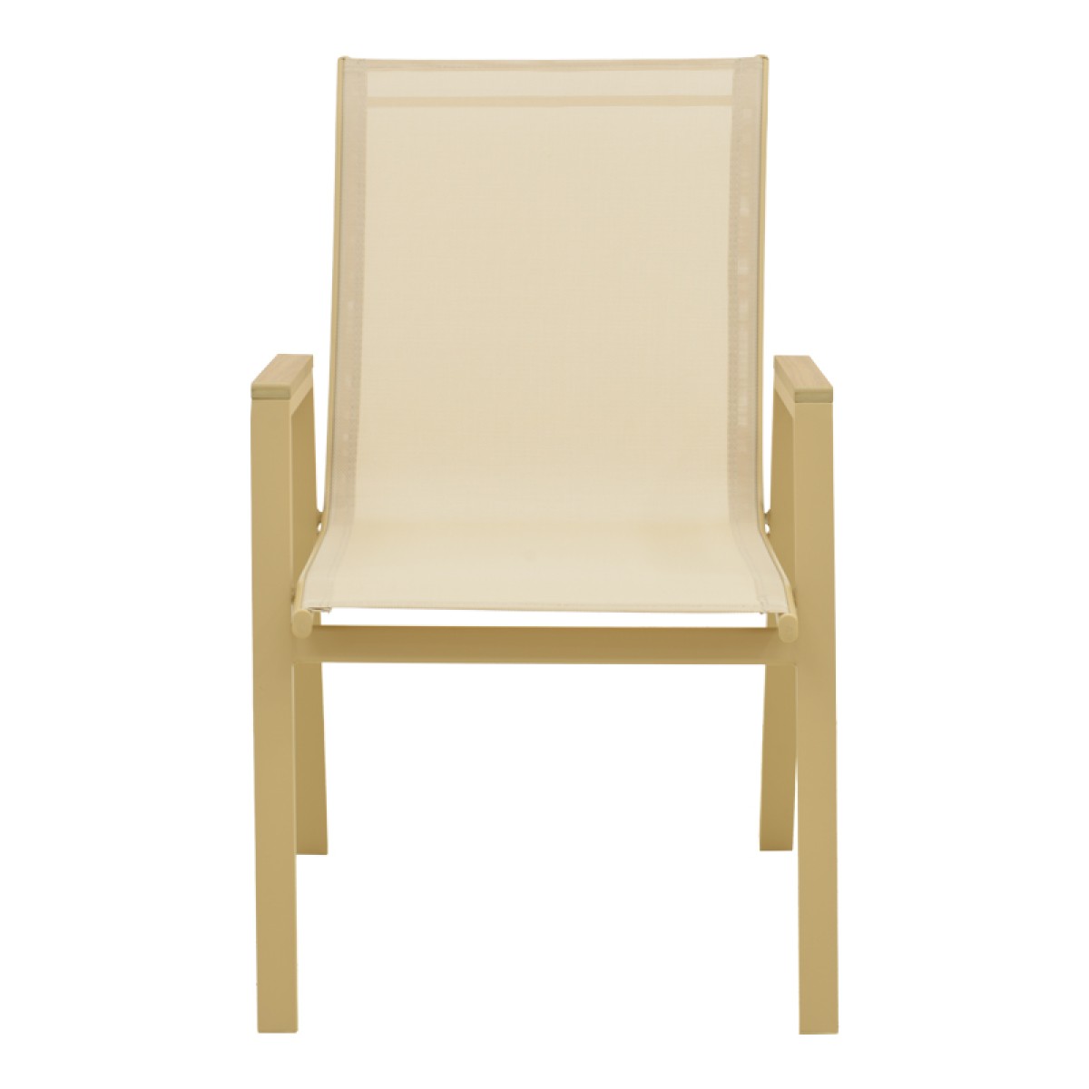 Πολυθρόνα Azelie pakoworld στοιβαζόμενη αλουμίνιο σε cappuccino- textilene σαμπανί 56x75x88εκ