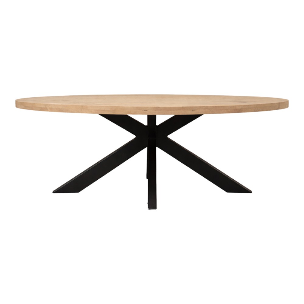 Τραπεζι Jenma pakoworld μασίφ mango ξύλο σε φυσική απόχρωση-πόδι μαύρο μέταλλο 200x100x76εκ