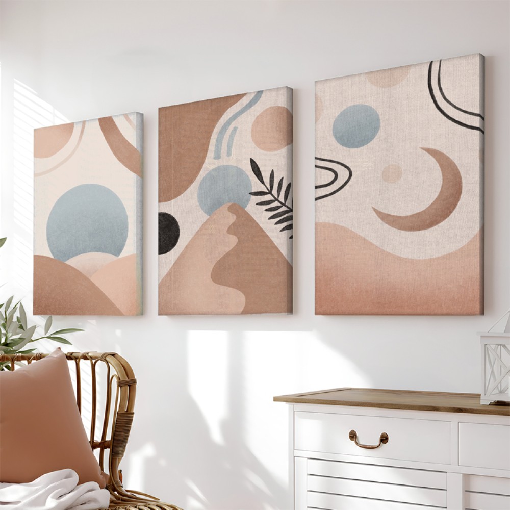 Πίνακας σε καμβά Leberto pakoworld τρίπτυχος με ψηφιακή εκτύπωση και πλαίσιο 50x2x70εκ