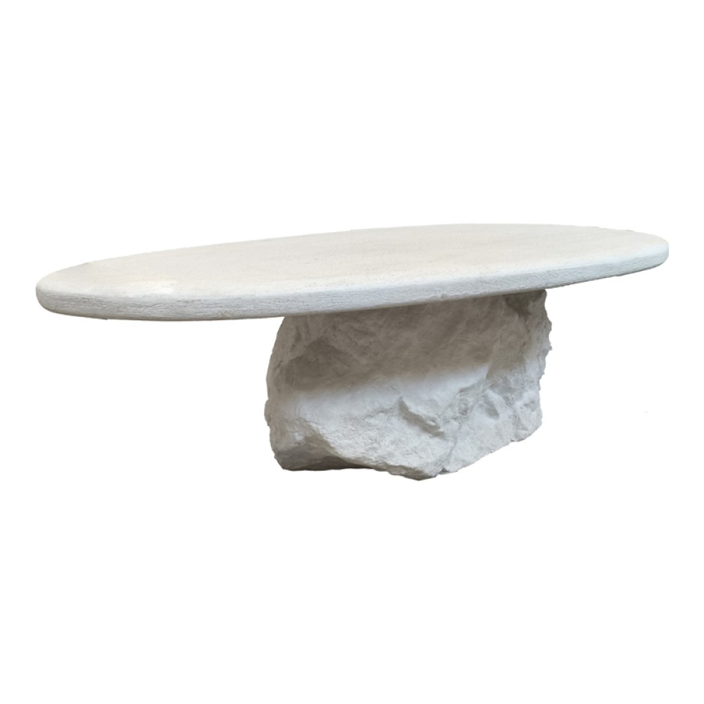 Τραπέζι σαλονιού Zinol pakoworld mdf-polyresin λευκό 105x62x32εκ