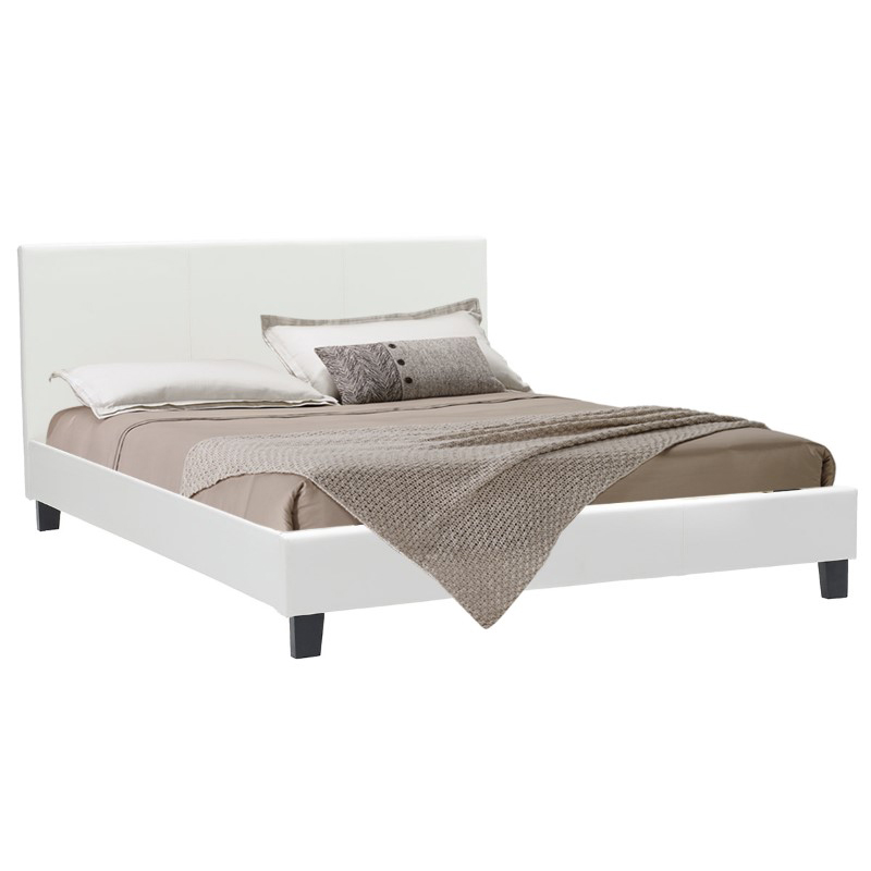 Κρεβάτι Nevil pakoworld 150x200 PU χρώμα λευκό ματ