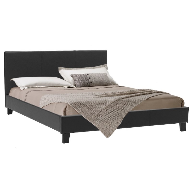 Κρεβάτι Nevil pakoworld 150x200 PU χρώμα μαύρο ματ