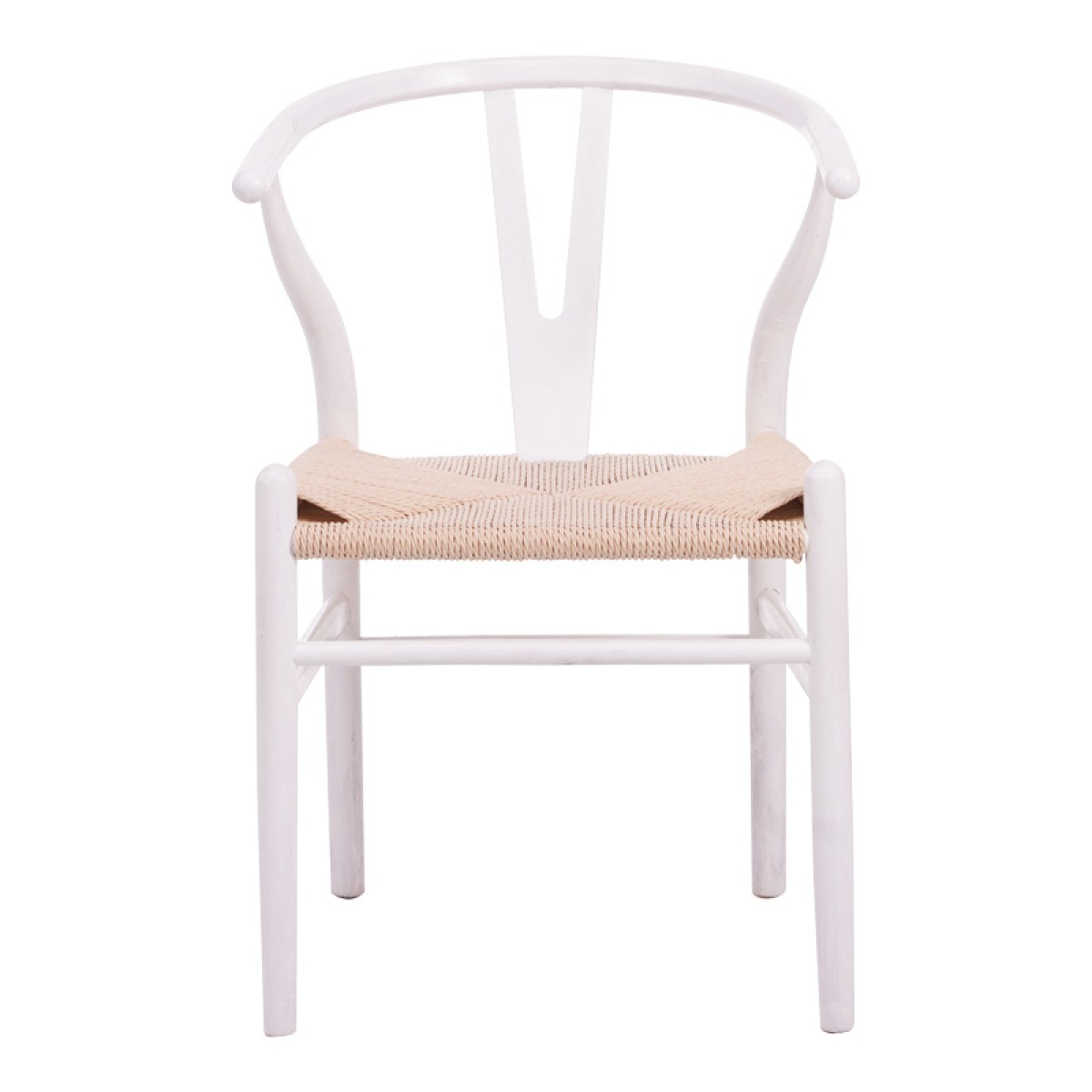 Καρέκλα Wishbone pakoworld rubberwood-σχοινί σε λευκή απόχρωση 53.5x57x74εκ