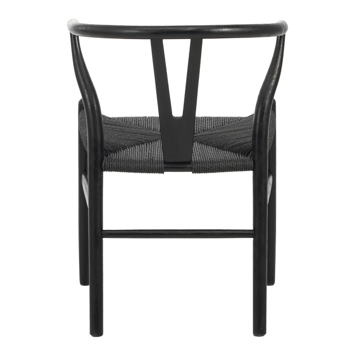 Καρέκλα Wishbone pakoworld rubberwood-σχοινί σε μαύρη απόχρωση 53.5x57x74εκ