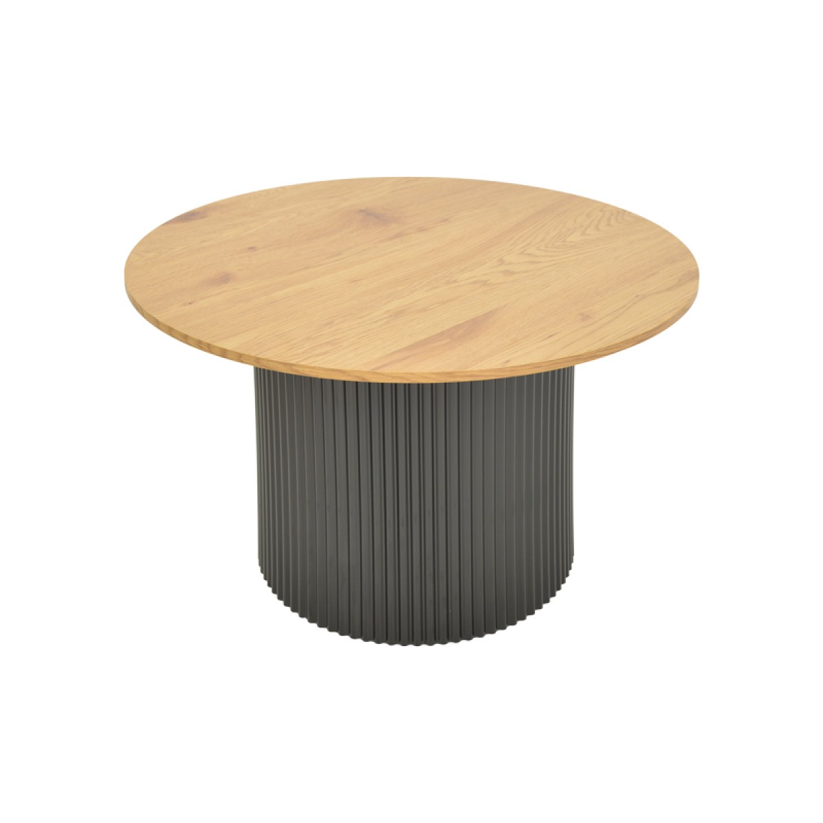 Τραπέζι σαλονιού Dovel pakoworld mdf σε sonoma-μαύρο μέταλλο Φ70x45εκ