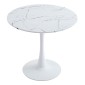 Tραπέζι Balou pakoworld sintered stone σε λευκή απόχρωση με όψη μαρμάρου-βάση λευκό μέταλλο Φ90x73εκ