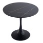 Tραπέζι Balou pakoworld sintered stone σε μαύρη απόχρωση με όψη μαρμάρου-βάση μαύρο μέταλλο Φ90x73εκ