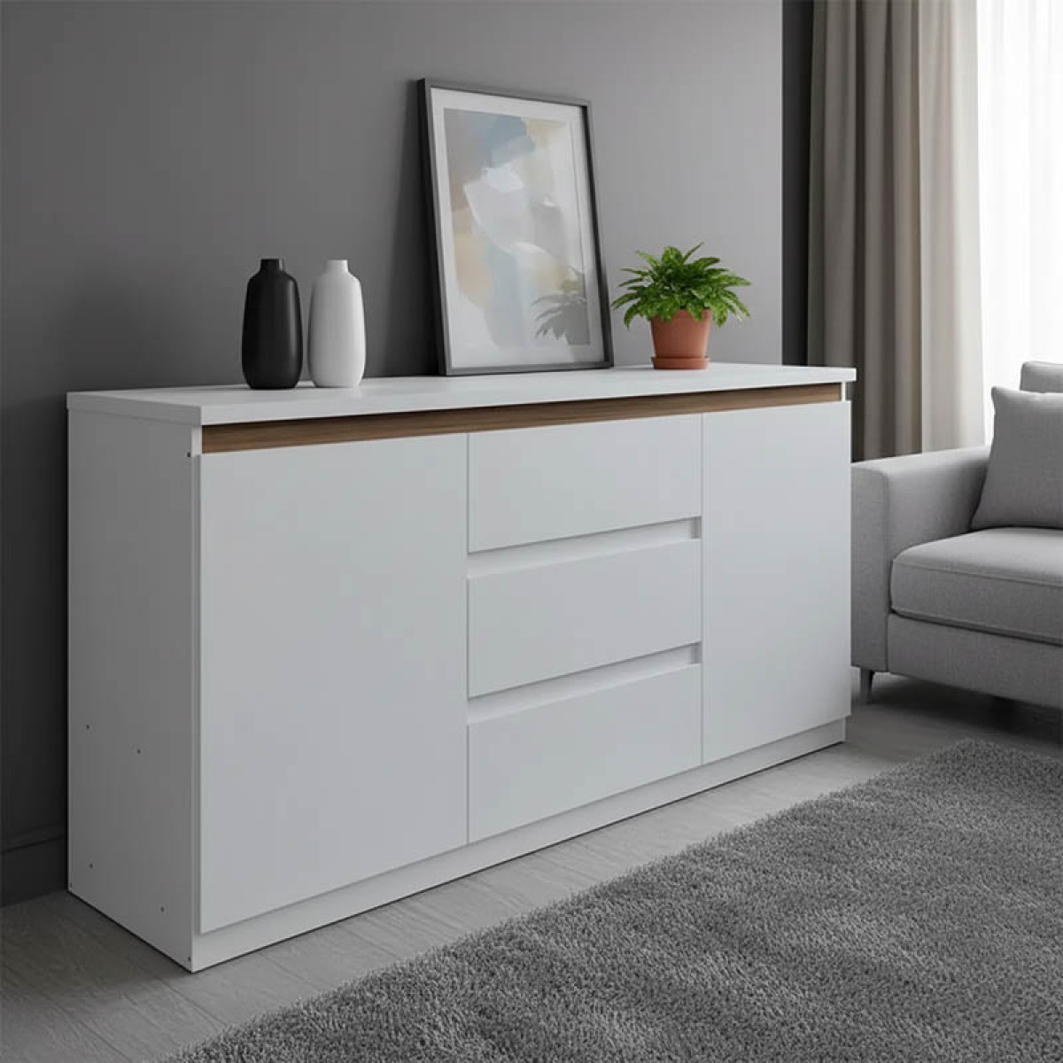 Μπουφές Chiemo pakoworld λευκό 160x40x93.6εκ