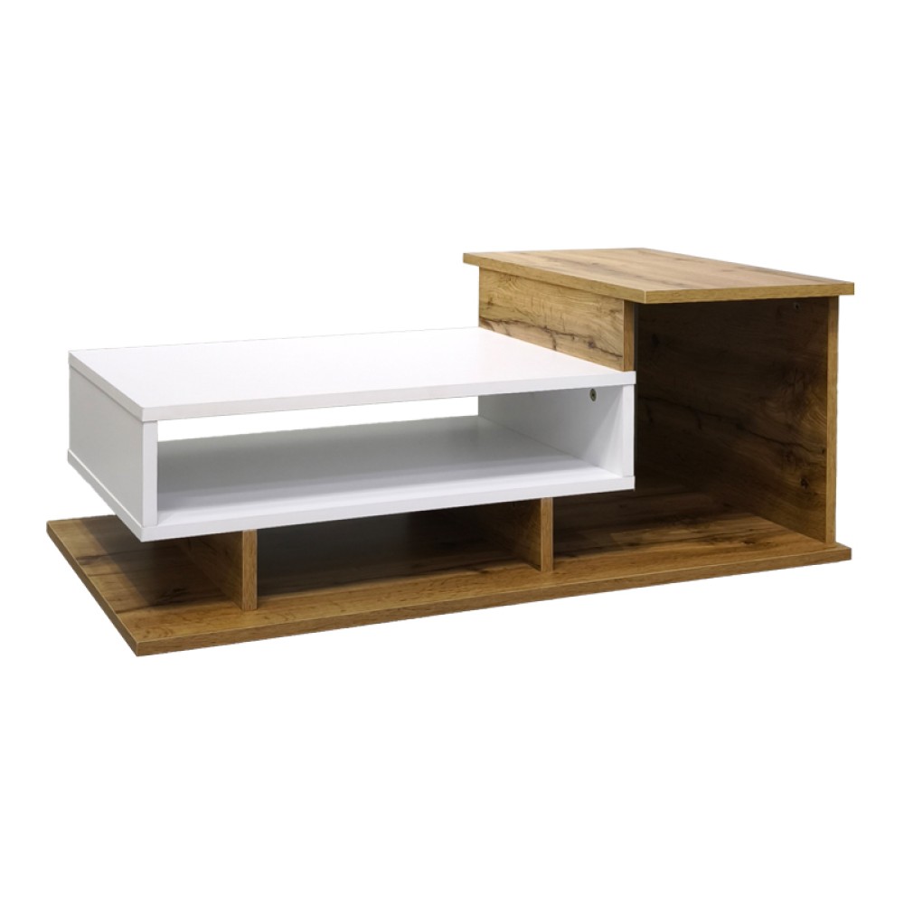 Τραπέζι σαλονιού Nuvele pakoworld sonoma-λευκό 90x50x35εκ