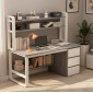 Γραφείο Soco pakoworld με ραφιέρα-MDF γκρι-λευκό 120x50x147εκ