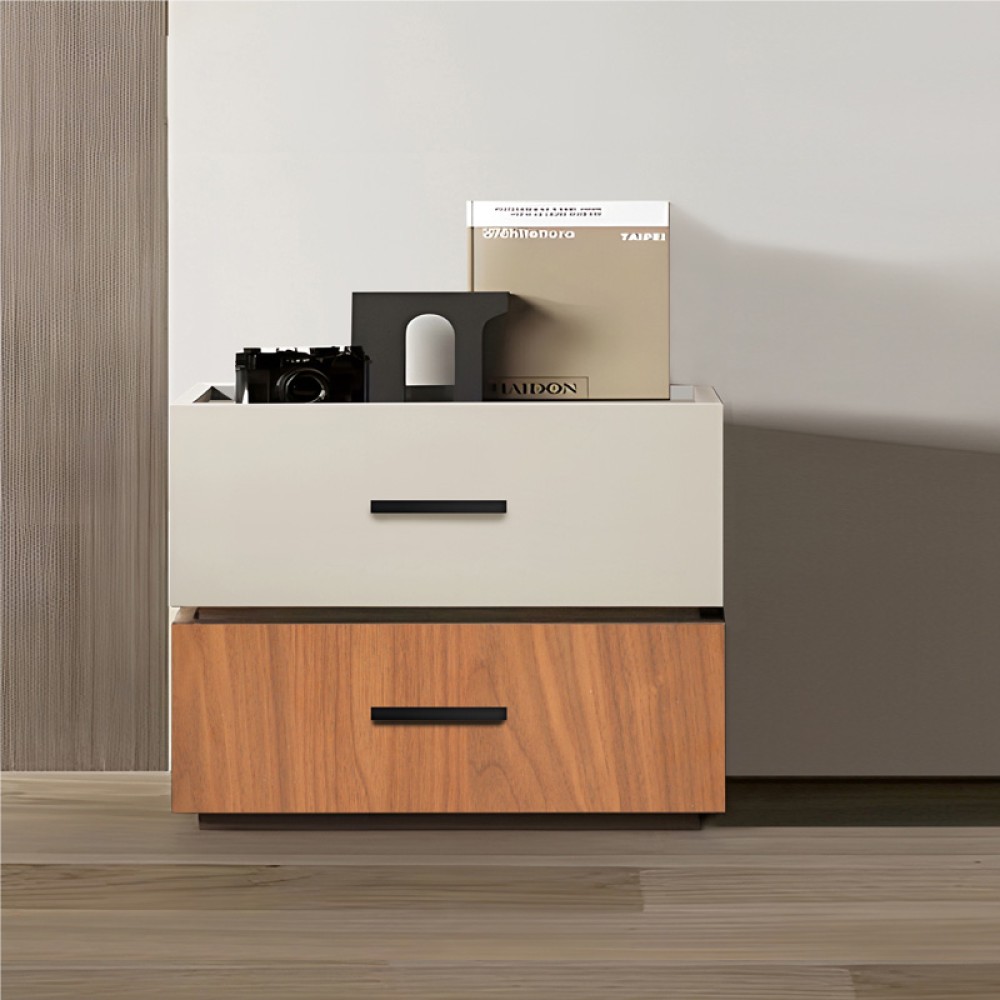 Κομοδίνο Sonlen pakoworld mdf σε καρυδί-μπεζ απόχρωση 60x40x44.5εκ