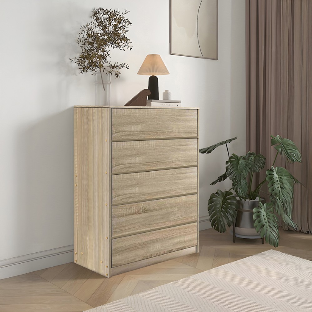 Συρταριέρα Kuanger pakoworld mdf σε φυσική απόχρωση 80x40x109εκ