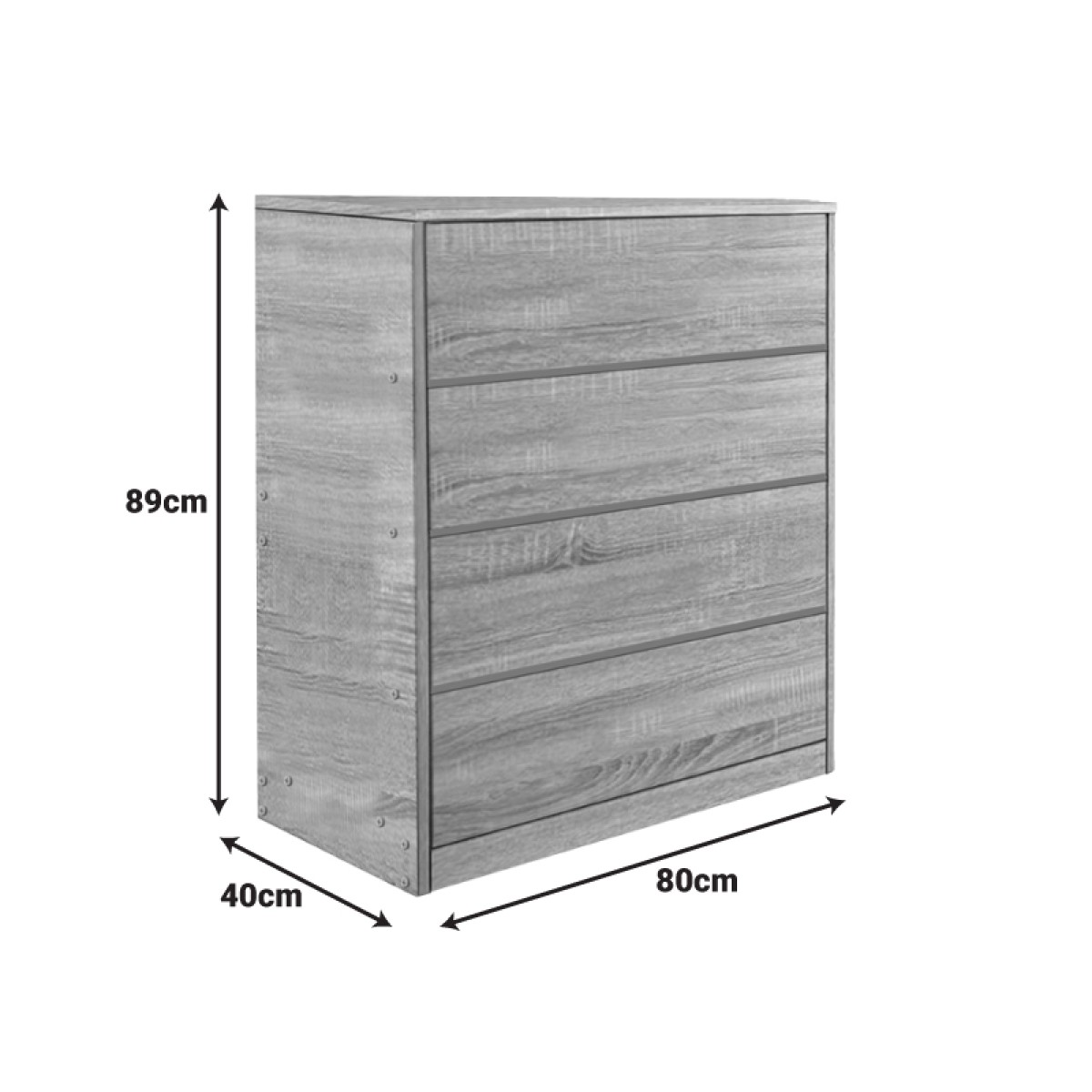 Συρταριέρα Kuanger pakoworld mdf σε λευκή απόχρωση 80x40x89εκ