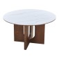 Τραπέζι Merge pakoworld sintered stone-mdf σε λευκό μαρμάρου με καρυδί βάση Φ130x75εκ