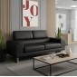Καναπές Shea pakoworld 3θέσιος pu μαύρο-inox 198x80x87εκ