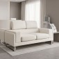 Καναπές Shea pakoworld 2θέσιος PU ivory-inox 158x80x87εκ