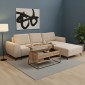 Kαναπές κρεβάτι τριθέσιος αναστρέψιμος Settee pakoworld ύφασμα με αποθηκευτικό χώρο σε μπεζ απόχρωση 286x204x93εκ