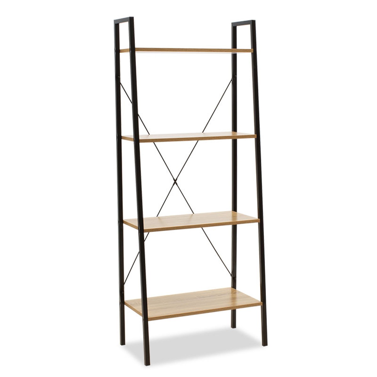 Βιβλιοθήκη- Ραφιέρα Ramon pakoworld φυσικό-μαύρο 60x23x145,5εκ