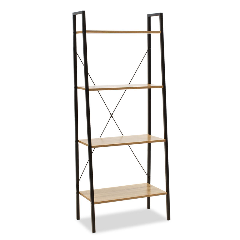 Βιβλιοθήκη- Ραφιέρα Ramon pakoworld φυσικό-μαύρο 60x23x145,5εκ