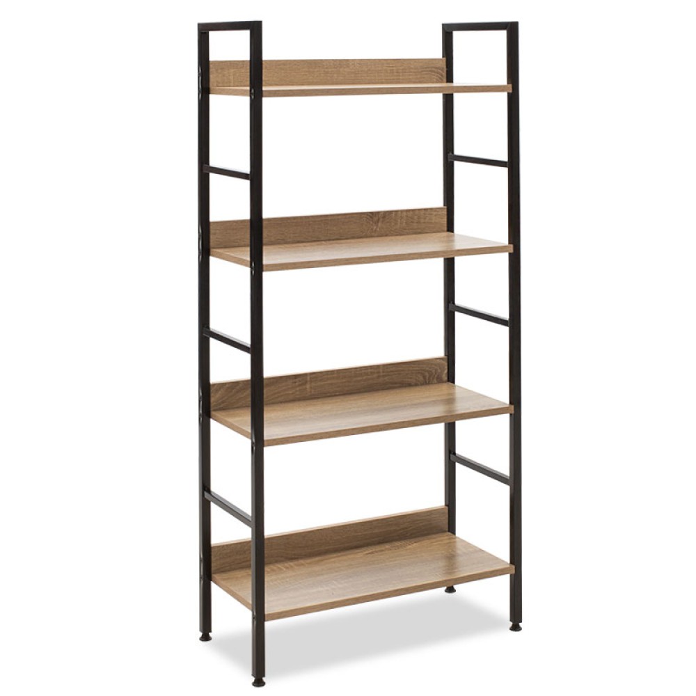 Βιβλιοθήκη- Ραφιέρα Ramon pakoworld φυσικό-μαύρο 60x28x125,5εκ