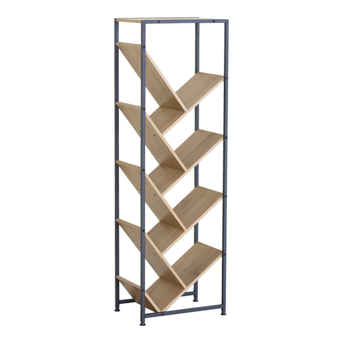 Βιβλιοθήκη Orunta pakoworld oak- μαύρο μέταλλο 40x26.5x125εκ