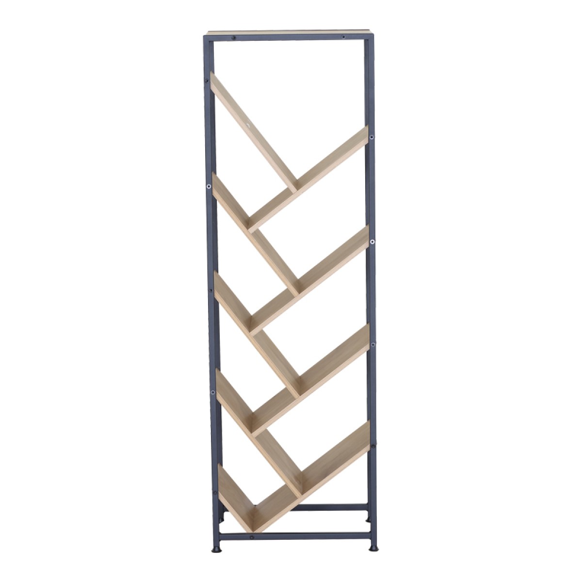 Βιβλιοθήκη Orunta pakoworld oak- μαύρο μέταλλο 40x26.5x125εκ