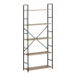 Βιβλιοθήκη Manlo pakoworld oak με μαύρο μέταλλο 58.6x23.5x144εκ