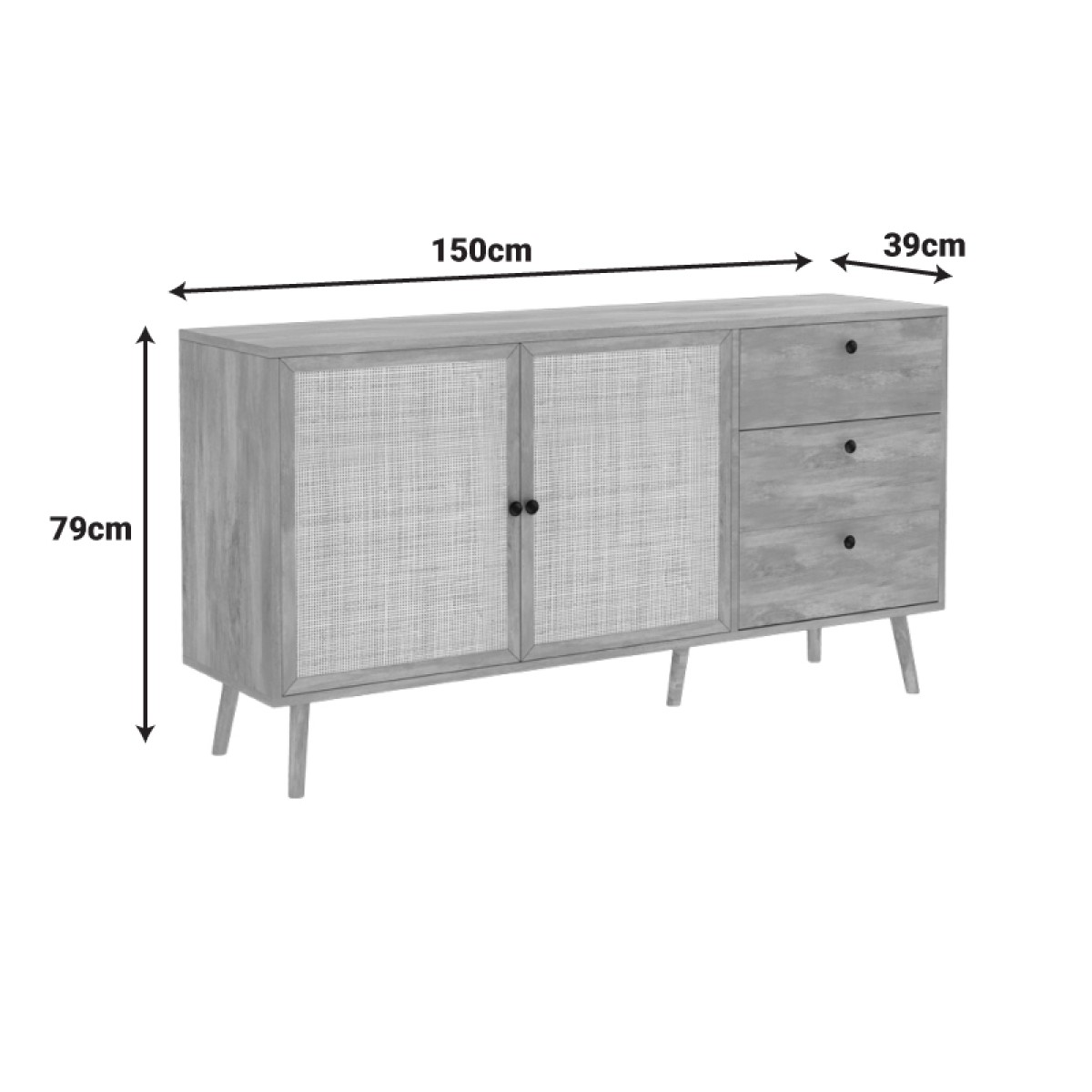Μπουφές Oslo pakoworld sonoma 150x39x79εκ