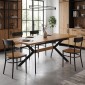 Τραπέζι Jessamy pakoworld επεκτεινόμενο MDF 43mm σε φυσική απόχρωση και πόδι μεταλλικό μαύρο 160/200x90x76εκ