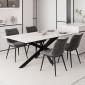 Τραπέζι Bethan pakoworld sintered stone λευκό-μαύρα μεταλλικά πόδια 180x90x75εκ