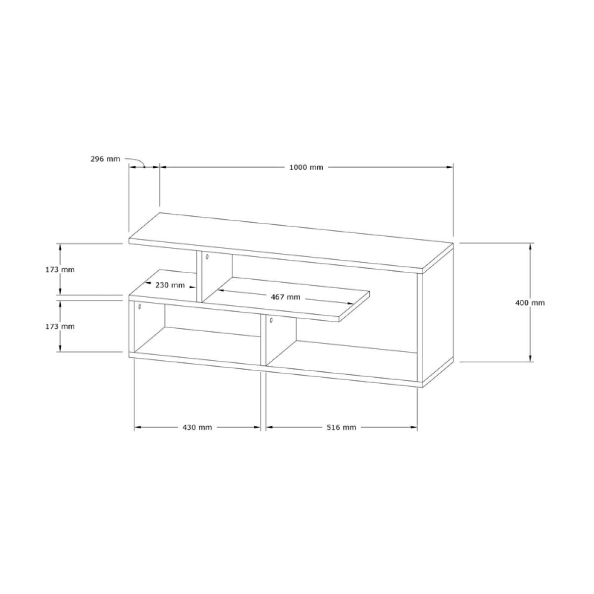 Έπιπλο τηλεόρασης Waldo pakoworld λευκό 100x29,5x40εκ