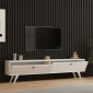 Έπιπλο τηλεόρασης Jate pakoworld σε λευκή απόχρωση 160x25x40εκ